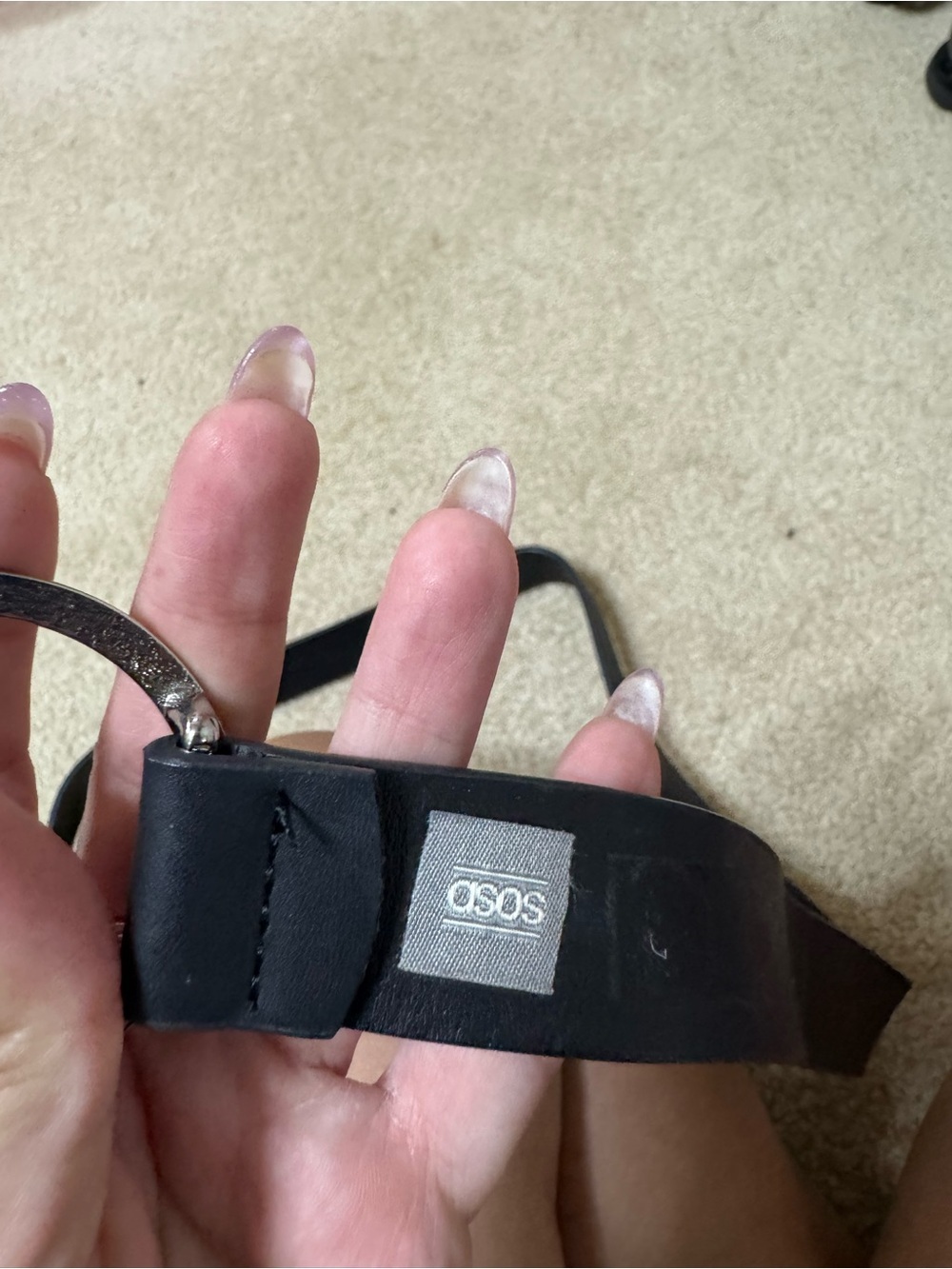 ASOS Black Leather Belt with Silver Hardware